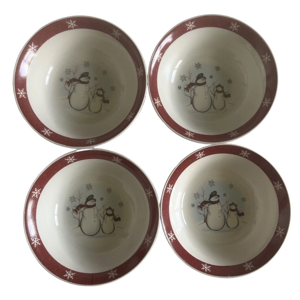 Set of 4 Snowman design Cereal Soup Bowls